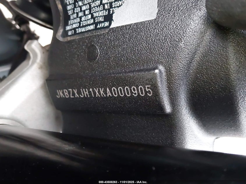 2019 Kawasaki Zx636 K VIN: JKBZXJH1XKA000905 Lot: 43588263