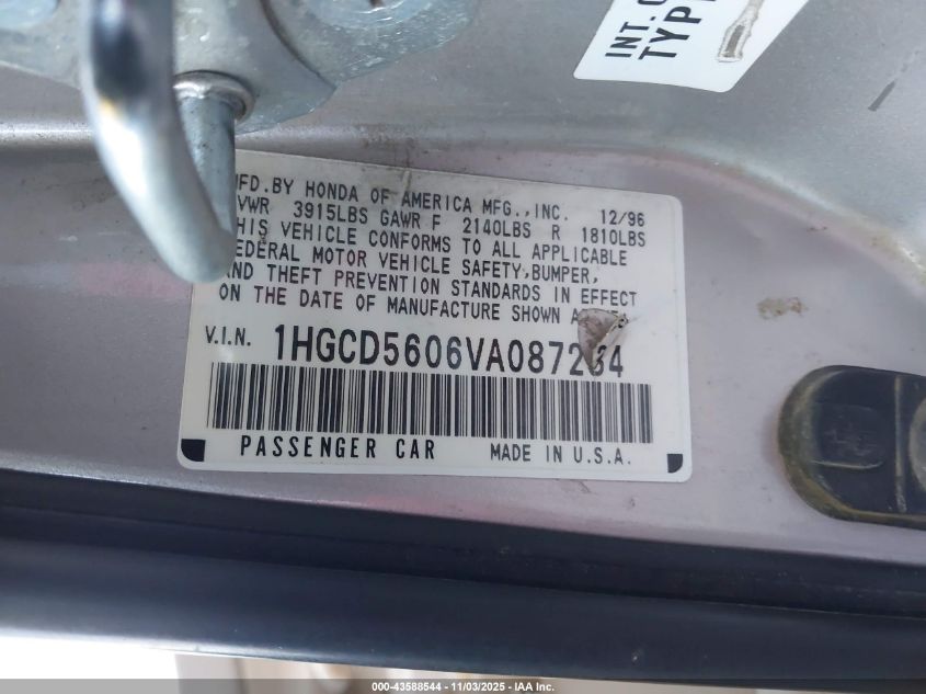 1997 Honda Accord Se VIN: 1HGCD5606VA008723 Lot: 43588544