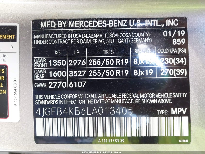 2020 MERCEDES-BENZ GLE 350 4MATIC - 4JGFB4KB6LA013405