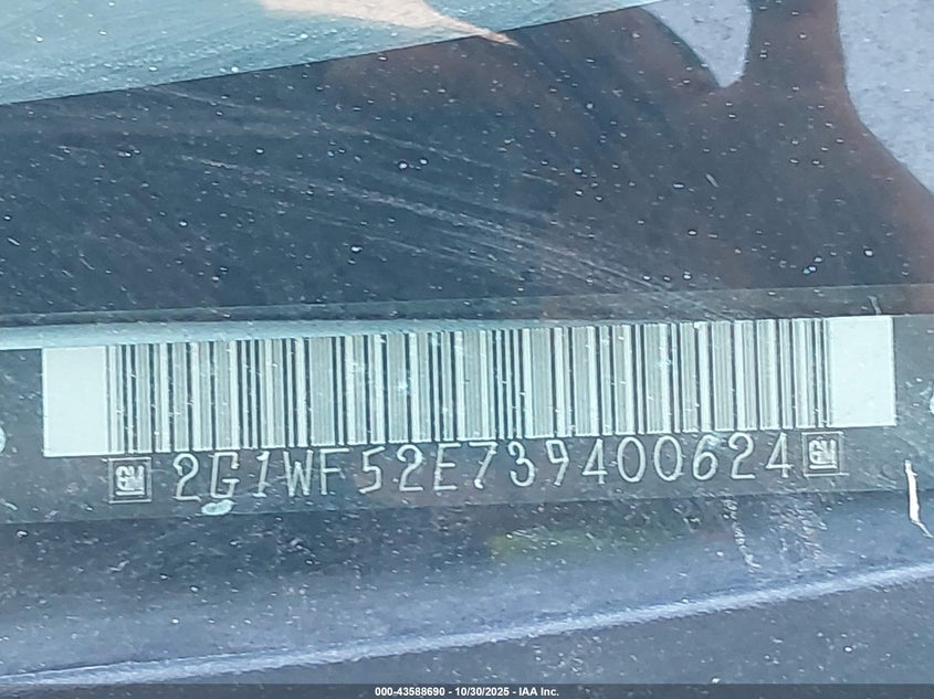 2003 Chevrolet Impala VIN: 2G1WF52E739400624 Lot: 43588690