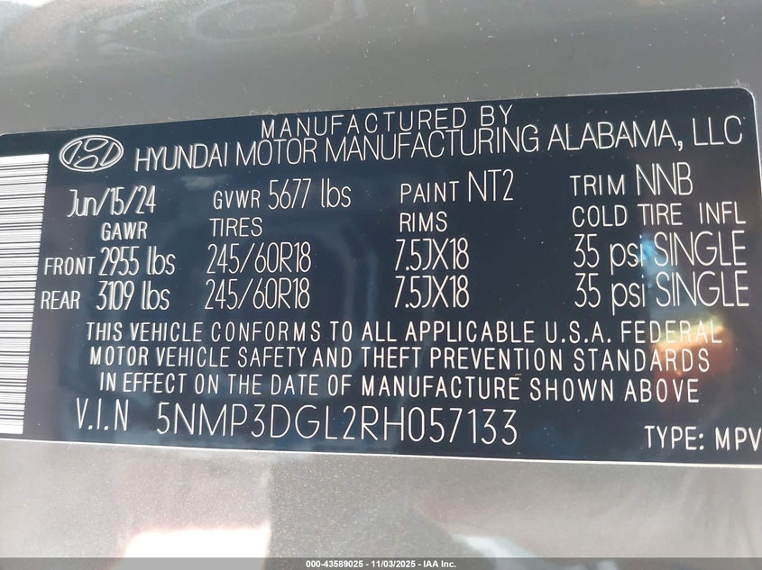 2024 HYUNDAI SANTA FE XRT 5NMP3DGL2RH057133