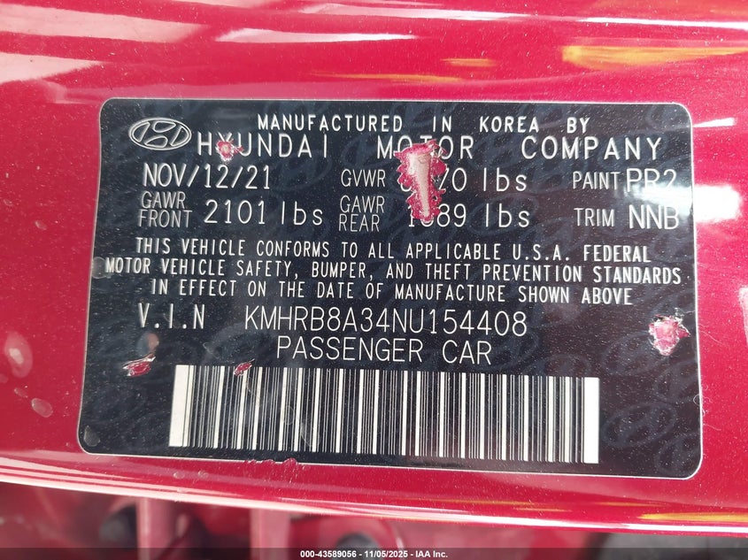 2022 HYUNDAI VENUE SE KMHRB8A34NU154408