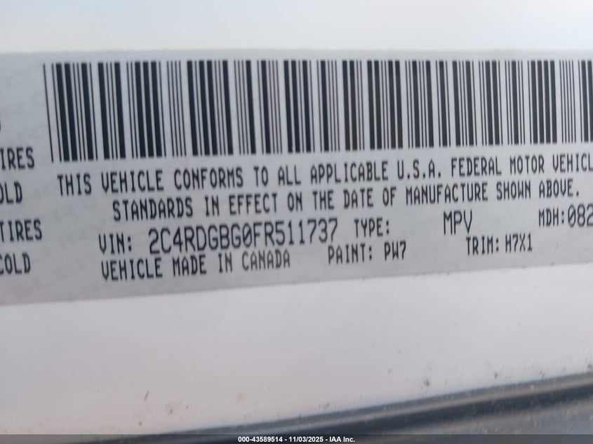 2015 DODGE GRAND CARAVAN SE - 2C4RDGBG0FR511737