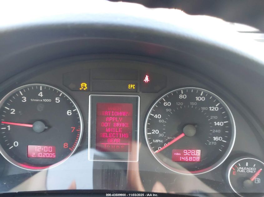 2007 Audi A4 2.0T VIN: WAUAF78E37A003830 Lot: 43589900