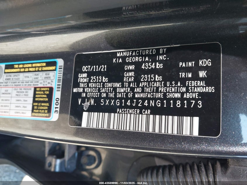 2022 KIA K5 LXS - 5XXG14J24NG118173