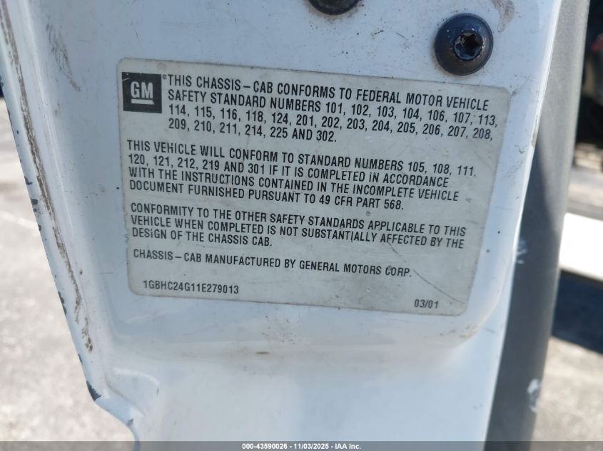 2001 Chevrolet Silverado C2500 Heavy Duty VIN: 1GBHC24G11E279013 Lot: 43590026