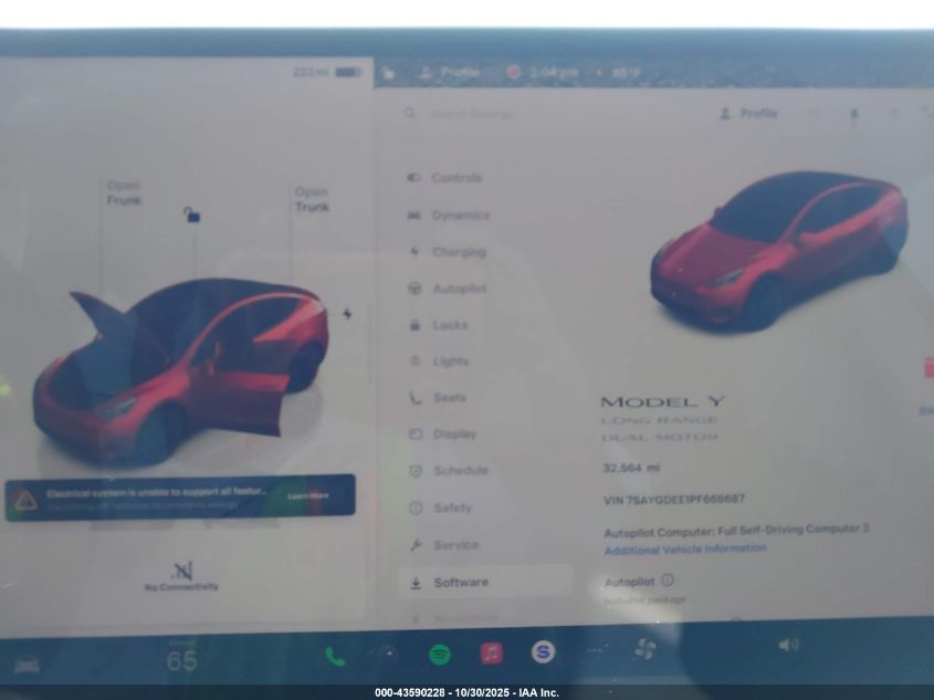 2023 Tesla Model Y Awd/Long Range Dual Motor All-Wheel Drive VIN: 7SAYGDEE1PF668687 Lot: 43590228