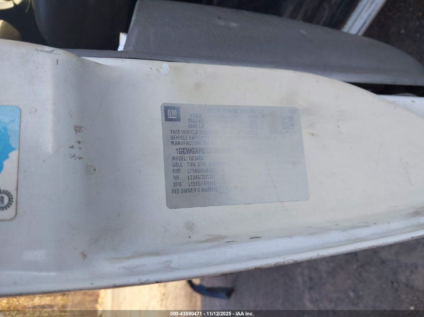 2018 Chevrolet Express 2500 Work Van VIN: 1GCWGAFG1J1164062 Lot: 43590471