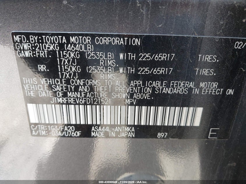 2015 TOYOTA RAV4 XLE - JTMRFREV6FD121521