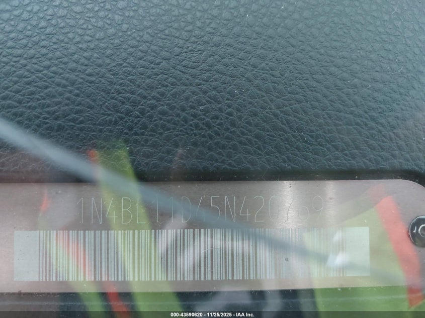 2005 Nissan Altima 3.5 Se VIN: 1N4BL11D45N420769 Lot: 43590620