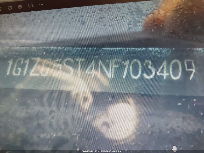 2022 Chevrolet Malibu Fwd Rs VIN: 1G1ZG5ST4NF103409 Lot: 43591100