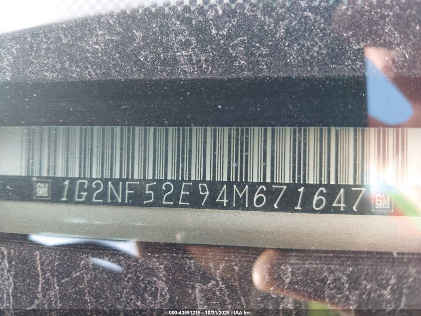 2004 Pontiac Grand Am Se1 VIN: 1G2NF52E94M671647 Lot: 43591218