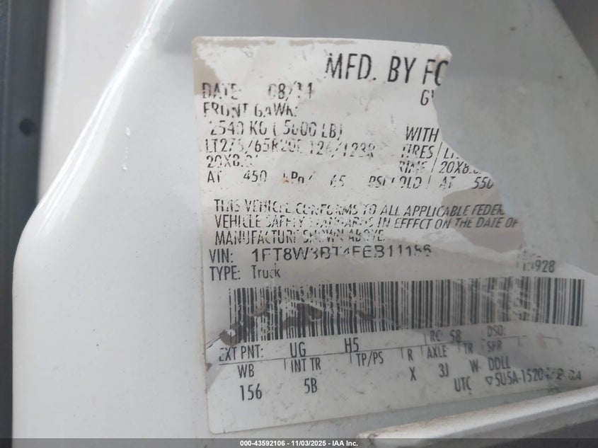 1FT8W3BT4FEB11186 2015 FORD F350 photo no. 8
