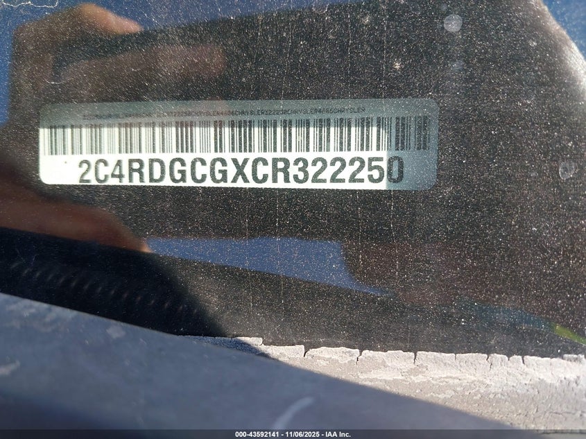 2012 Dodge Grand Caravan Sxt VIN: 2C4RDGCGXCR322250 Lot: 43592141