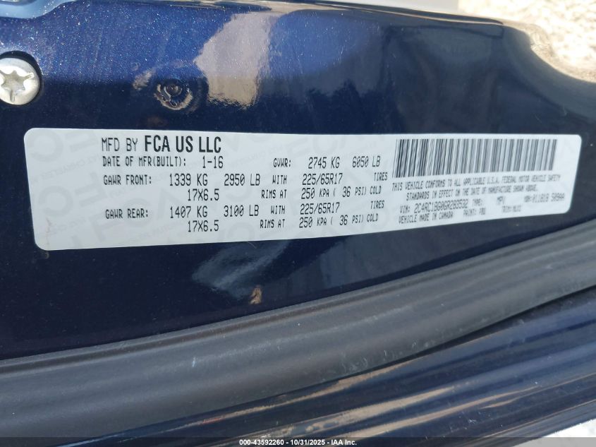 2016 Chrysler Town & Country Touring VIN: 2C4RC1BG0GR283532 Lot: 43592260