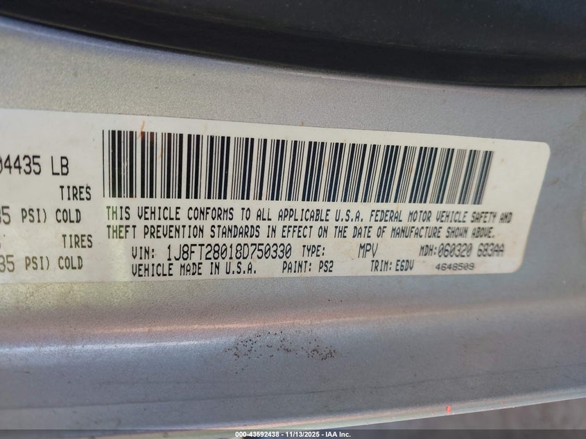 1J8FT28018D750330 2008 JEEP LIBERTY (PATRIOT) photo no. 9