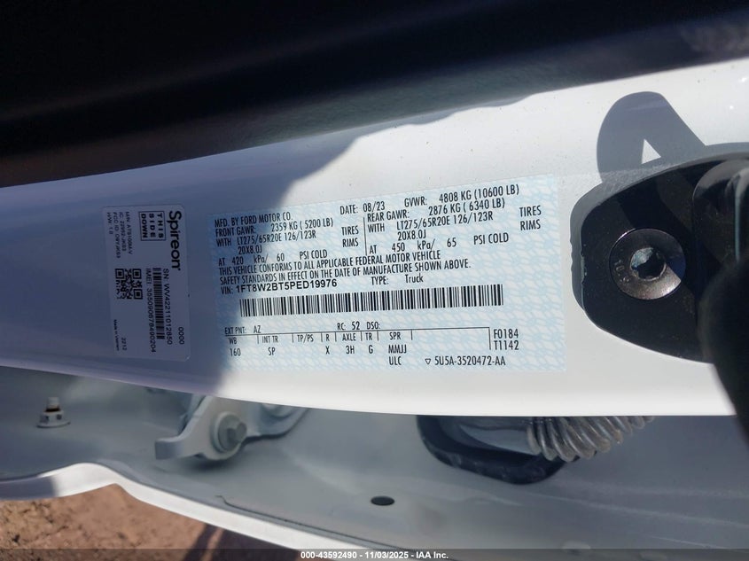 2023 Ford F-250 King Ranch VIN: 1FT8W2BT5PED19976 Lot: 43592490