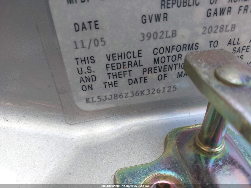 2006 Suzuki Forenza Premium VIN: KL5JJ86Z36K326125 Lot: 43592590