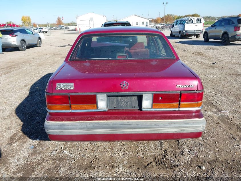 1990 Dodge Spirit VIN: 1B3XA46K0LF802725 Lot: 43592883