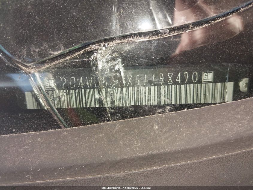 2005 Buick Lacrosse Cxl VIN: 2G4WD532X51198490 Lot: 43593015