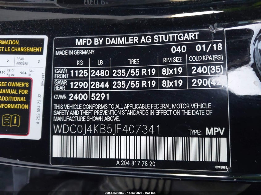 2018 Mercedes-Benz Glc 300 Coupe 4Matic VIN: WDC0J4KB5JF407341 Lot: 43593060