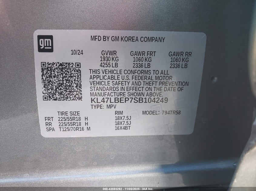 2025 BUICK ENVISTA SPORT TOURING FWD KL47LBEP7SB104249