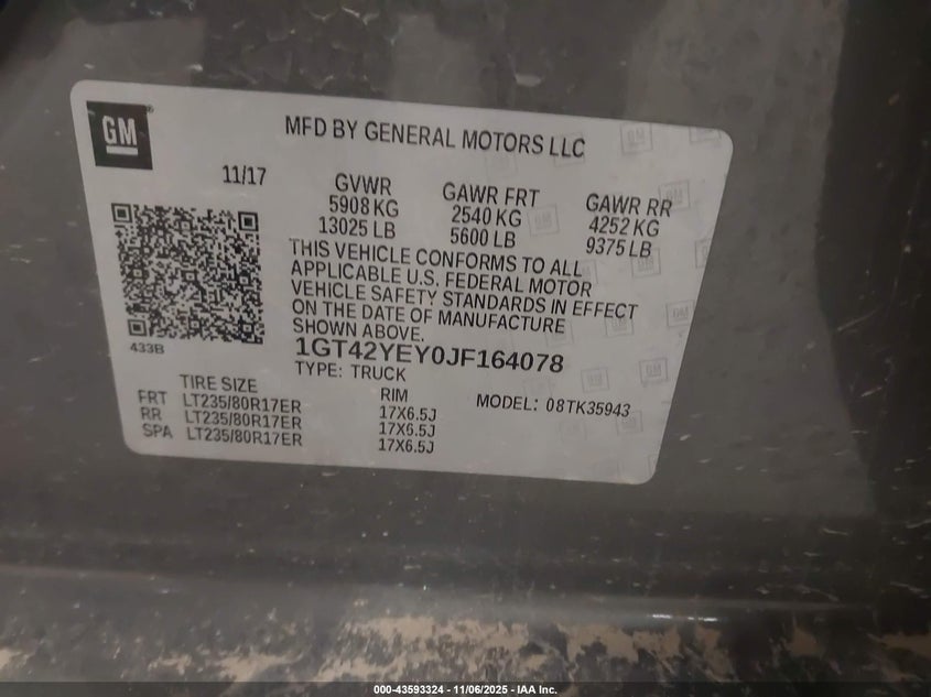 2018 GMC Sierra 3500Hd Denali VIN: 1GT42YEY0JF164078 Lot: 43593324