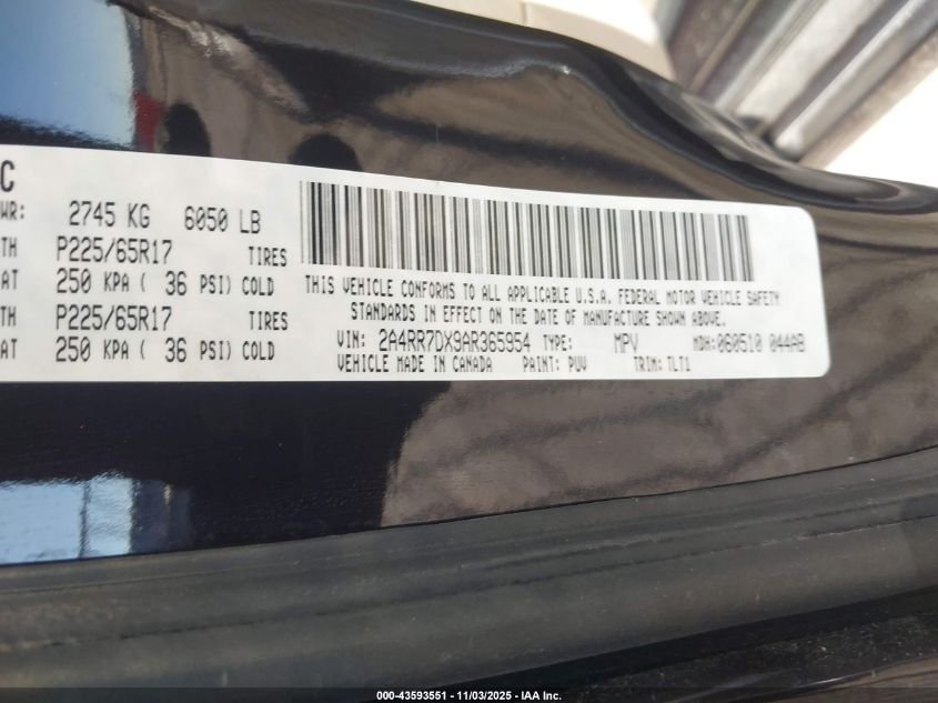 2010 Chrysler Town & Country New Limited VIN: 2A4RR7DX9AR365954 Lot: 43593551