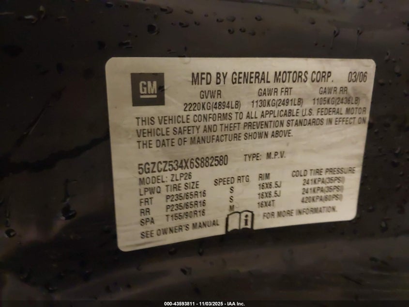 5GZCZ534X6S882580 2006 SATURN VUE photo no. 9