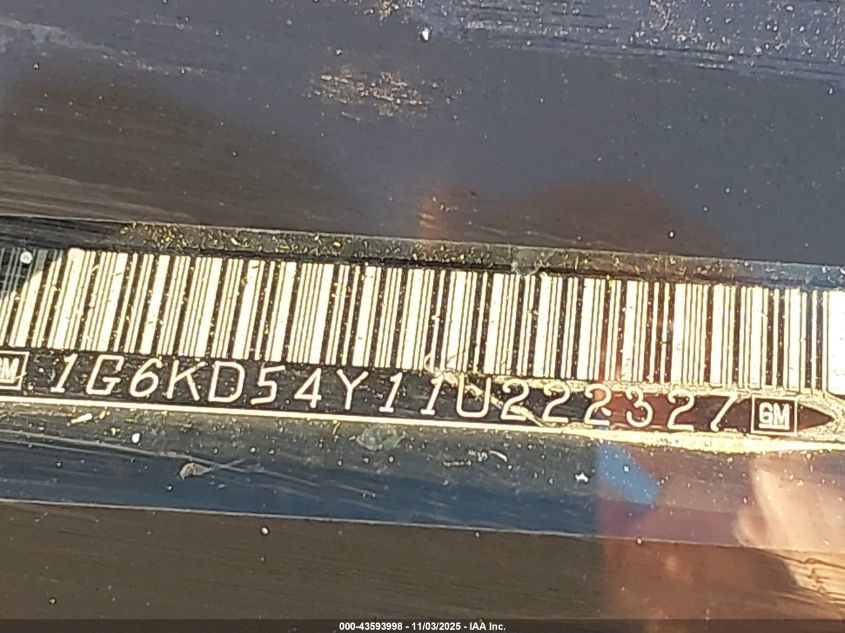 2001 Cadillac Deville Standard W/W20 VIN: 1G6KD54Y11U222327 Lot: 43593998