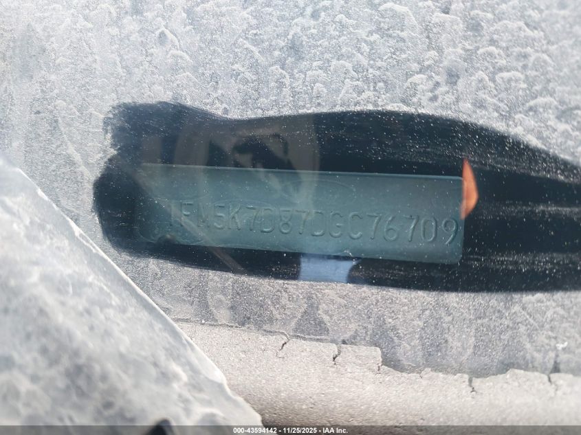 2013 Ford Explorer Xlt VIN: 1FM5K7D87DGC76709 Lot: 43594142