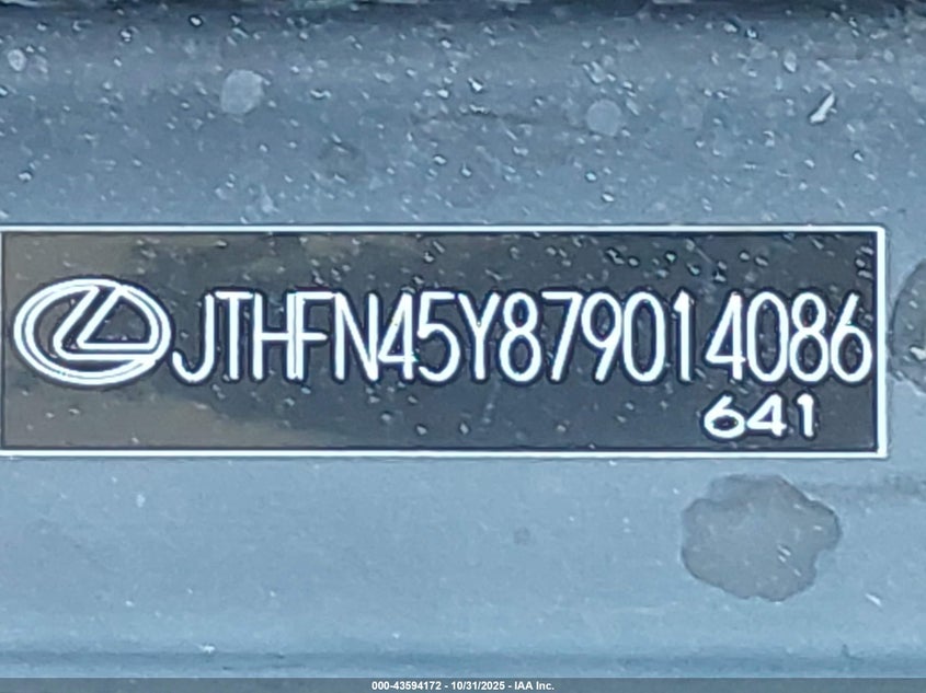 2007 Lexus Sc 430 VIN: JTHFN45Y879014086 Lot: 43594172