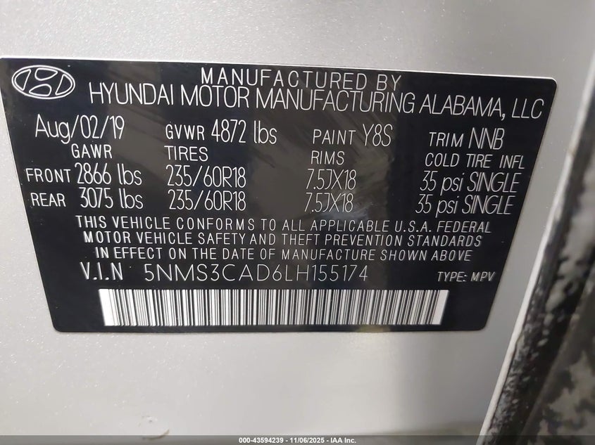 2020 HYUNDAI SANTA FE SEL - 5NMS3CAD6LH155174