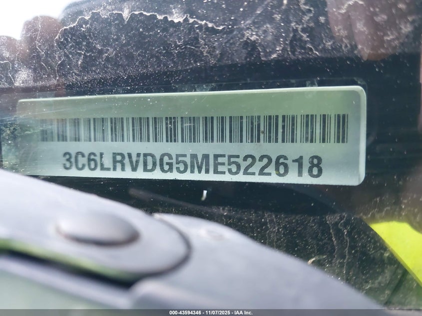2021 RAM PROMASTER 2500 HIGH ROOF 159 WB 3C6LRVDG5ME522618