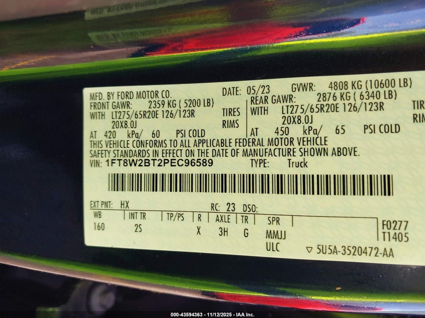 2023 Ford F-250 Xlt VIN: 1FT8W2BT2PEC96589 Lot: 43594363