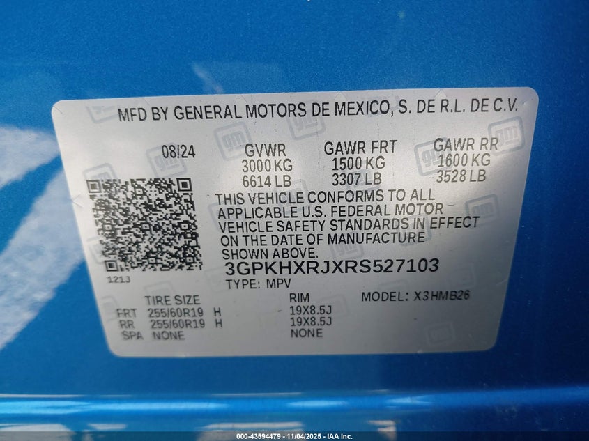 2024 Honda Prologue Touring VIN: 3GPKHXRJXRS527103 Lot: 43594479