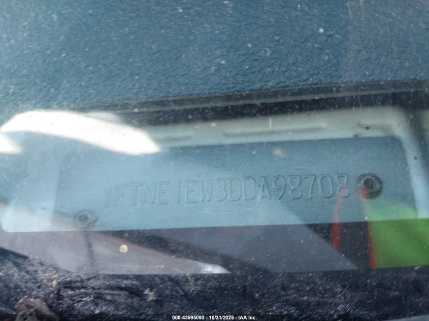 2013 Ford E-150 Commercial VIN: 1FTNE1EW3DDA98708 Lot: 43595093