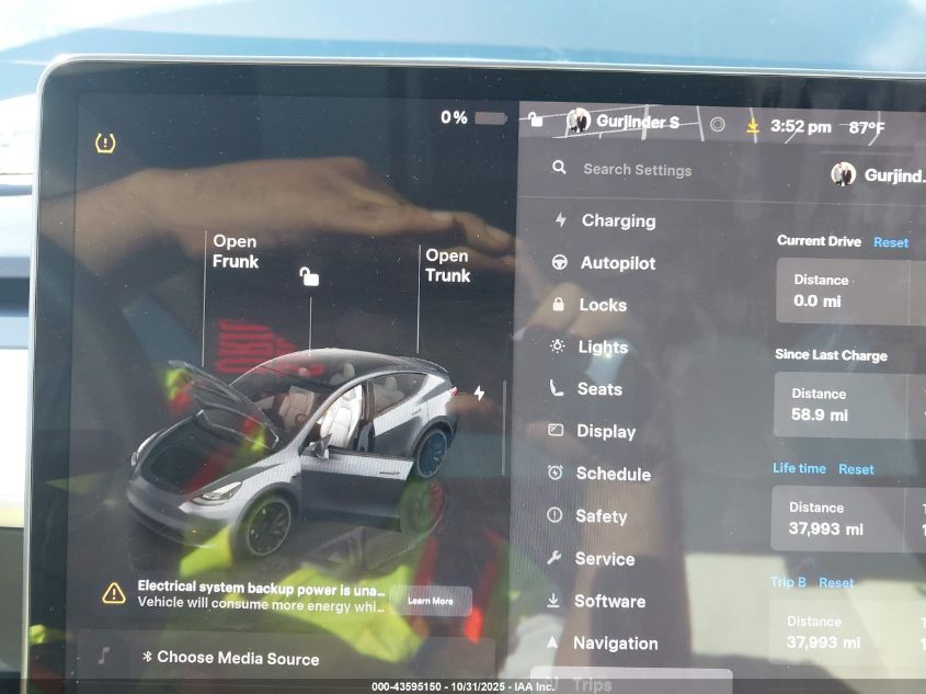 2023 Tesla Model Y Performance Dual Motor All-Wheel Drive VIN: 7SAYGDEF3PF864400 Lot: 43595150