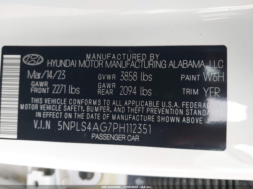 2023 HYUNDAI ELANTRA SEL 5NPLS4AG7PH112351