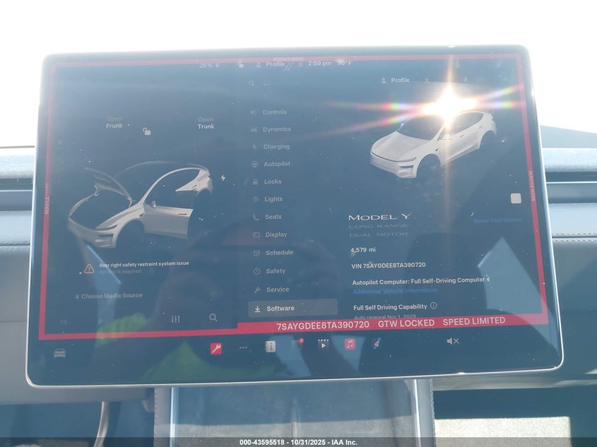 2026 Tesla Model Y Long Range Dual Motor All-Wheel Drive/Long Range Launch Series VIN: 7SAYGDEE8TA390720 Lot: 43595518