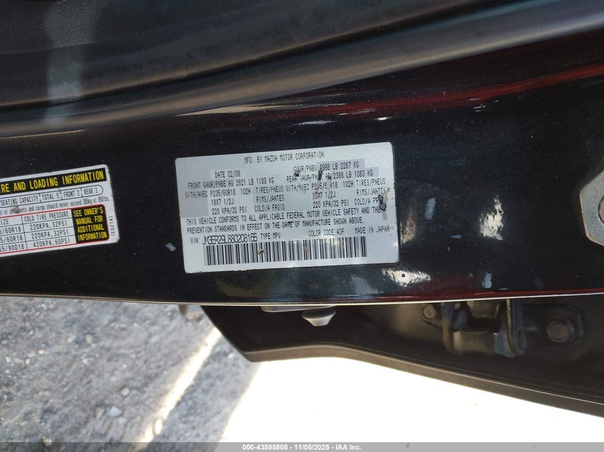 2008 Mazda Cx-7 Sport VIN: JM3ER29L880208165 Lot: 43595808