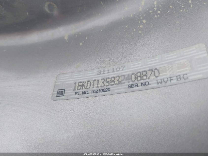 2003 GMC Envoy Slt VIN: 1GKDT13S832408870 Lot: 43595933