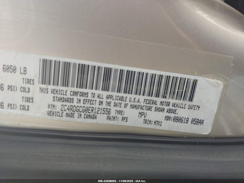 2014 Dodge Grand Caravan Sxt VIN: 2C4RDGCG0ER121556 Lot: 43596093