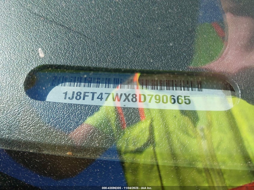 2008 Jeep Compass Sport VIN: 1J8FT47WX8D790665 Lot: 43596305