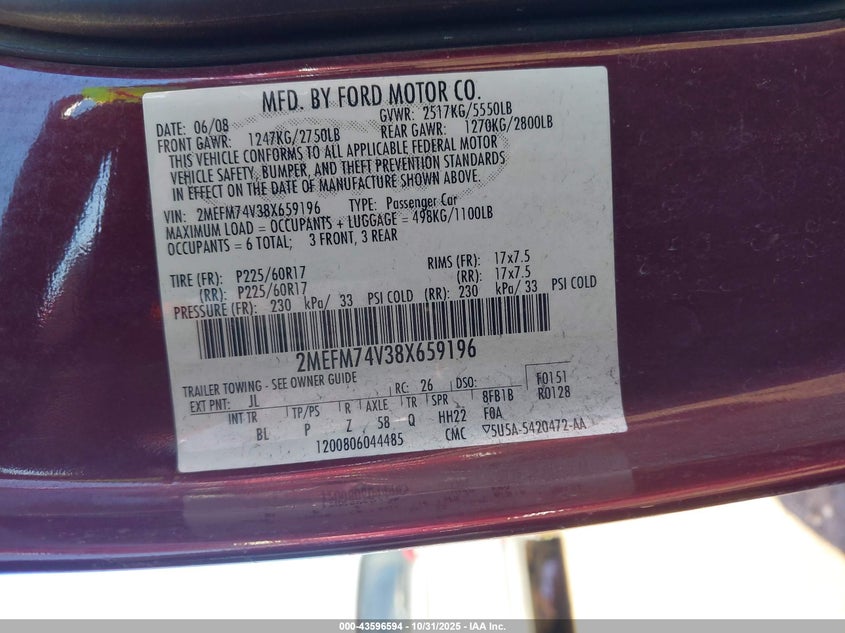 2MEFM74V38X659196 2008 MERCURY GRAND MARQUIS photo no. 9