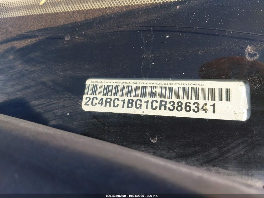 2012 Chrysler Town & Country Touring VIN: 2C4RC1BG1CR386341 Lot: 43596800