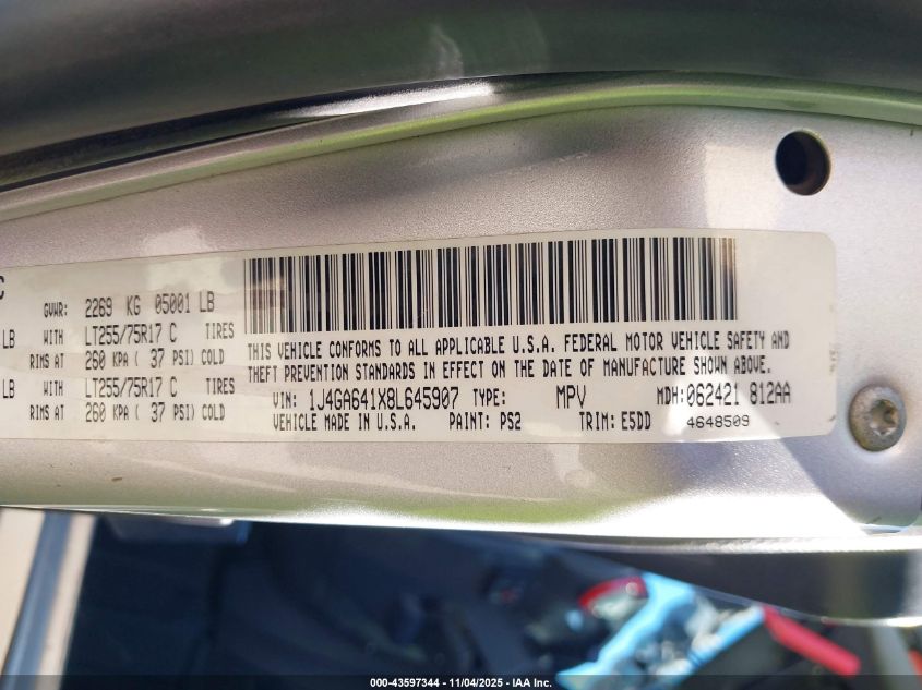 2008 Jeep Wrangler Rubicon VIN: 1J4GA641X8L645907 Lot: 43597344