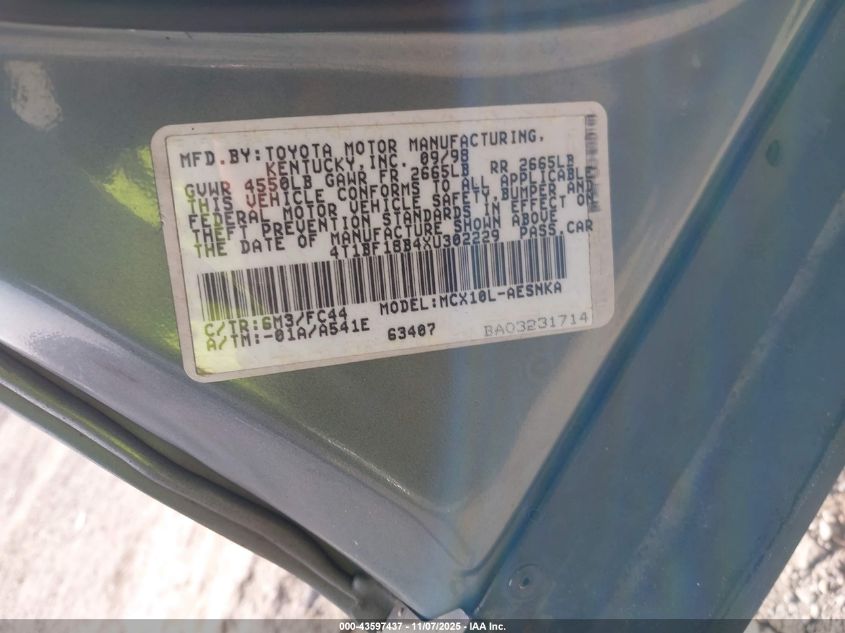 1999 Toyota Avalon Xl VIN: 4T1BF18B4XU302229 Lot: 43597437