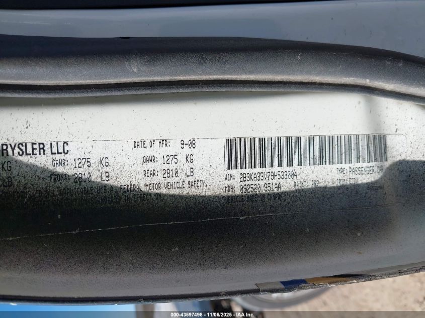 2009 Dodge Charger Sxt VIN: 2B3KA33V79H533004 Lot: 43597498