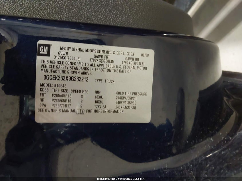 3GCEK333X9G282213 2009 CHEVROLET SILVERADO photo no. 9